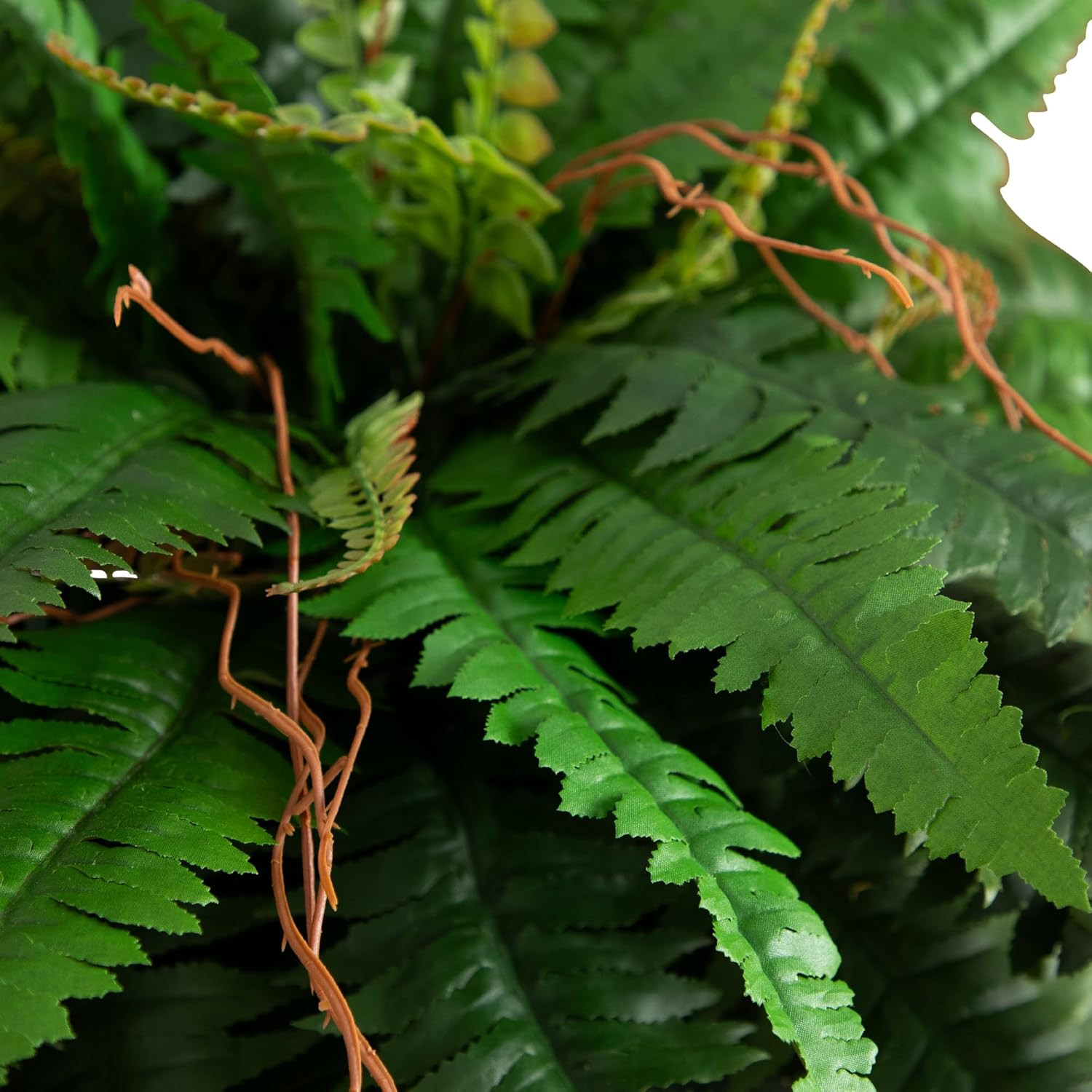 35-Inch Artificial Boston Fern in Brass Planter for Home & Office Décor