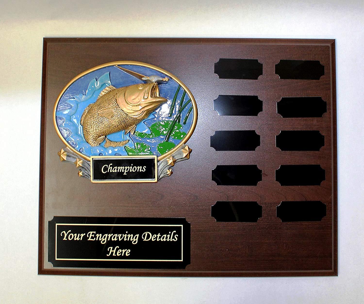Fishing Perpetual Plaque, 12 Year Fishing Award, Plaque, with Free Engraving
