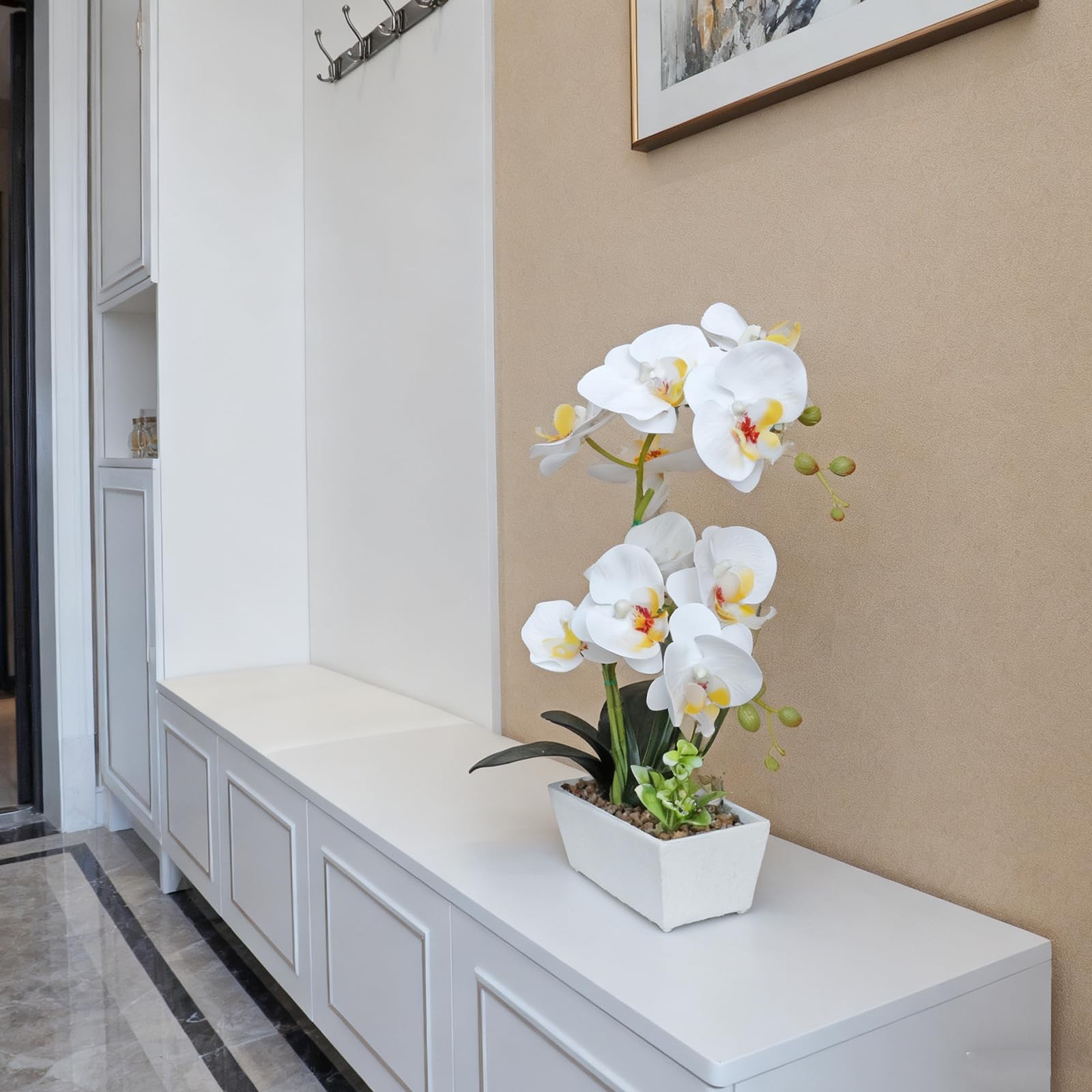 1 PCS Realistic Fake White Phalaenopsis Orchid Artificial Potted Plant Decor