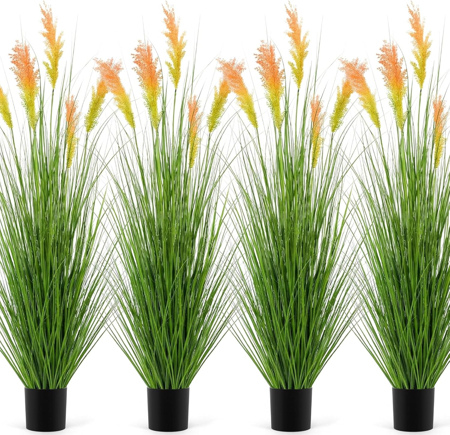 5 Ft Tall Faux Grass Plants – 4 Pack for Home, Office & Wedding Decor