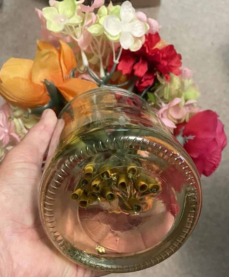 Flower Arrangement Silk Centerpiece Glass Vase Faux Water Colorful Pink Orange