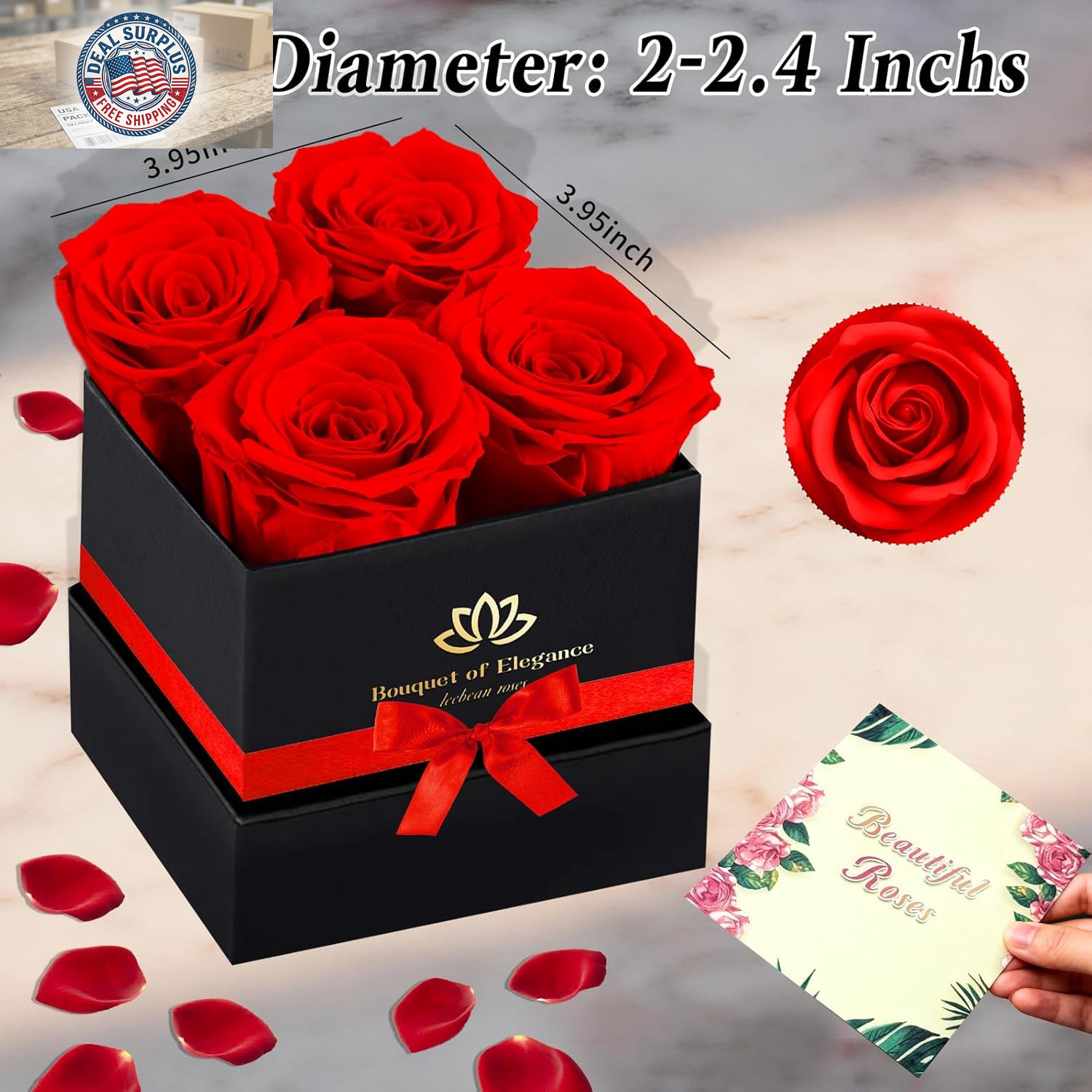 Forever Flowers Roses in a Box,Real Preserved Flowers,Preserved Roses,Preserved