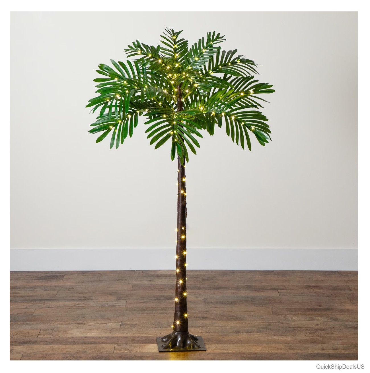 Artificial Palm Tree 4ft UV Resistant Lighted 127 Warm White LED Lights Indoor