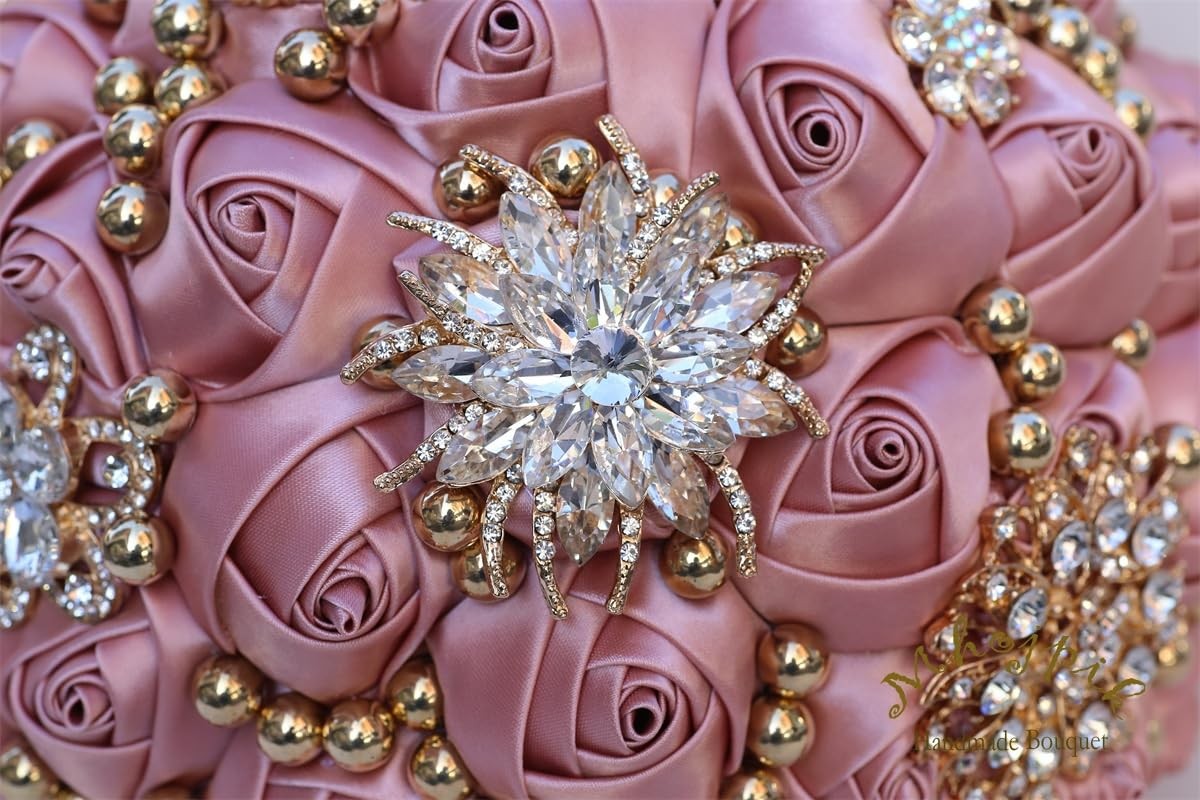 Bridal Wedding Bouquet Round Throw Toss Artificial Rose Blush Pink 7.1 Inch
