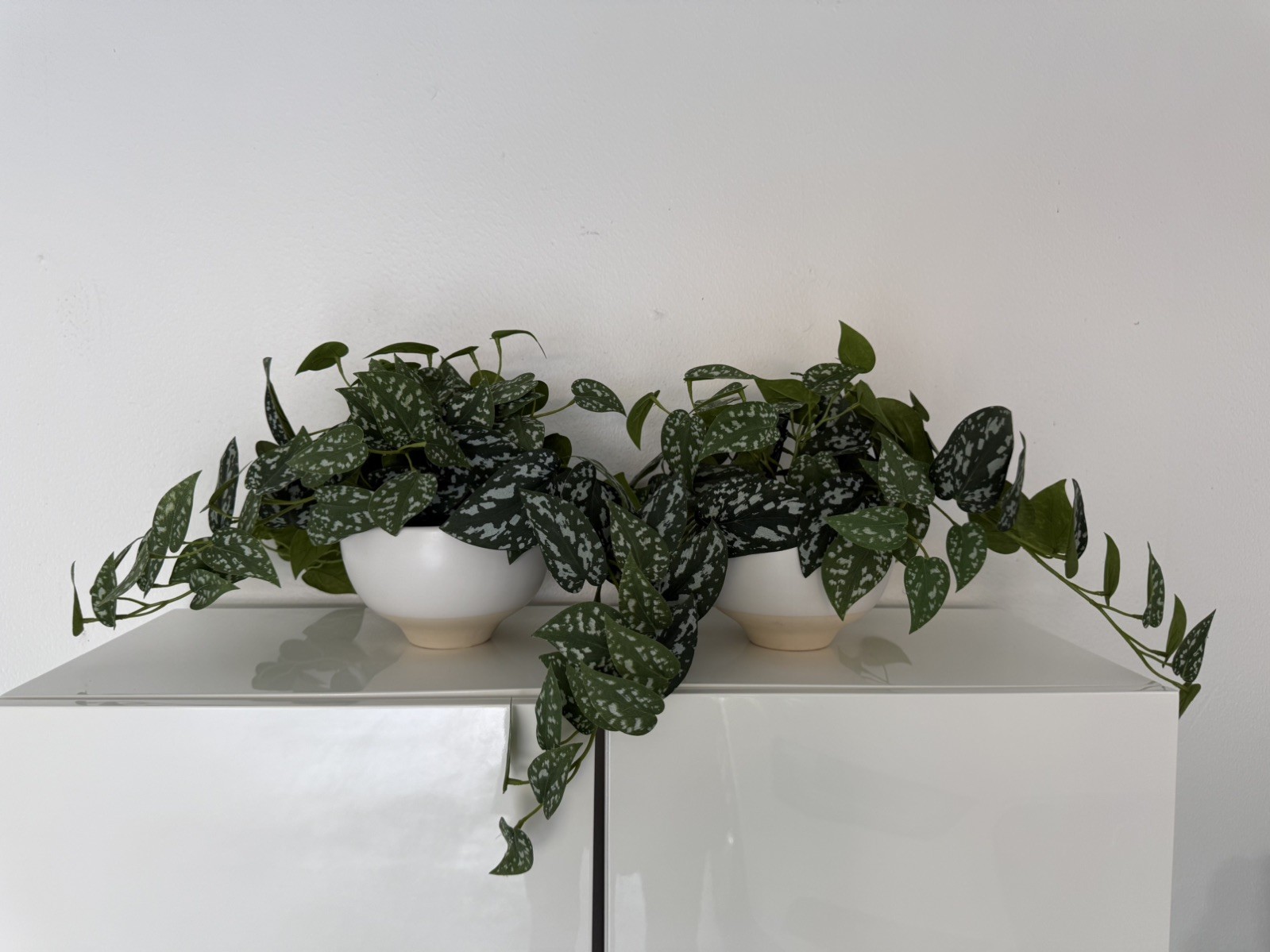 Lot of 2 Threshold Realistic Faux Pothos Plants in Ceramic Decorative Pot