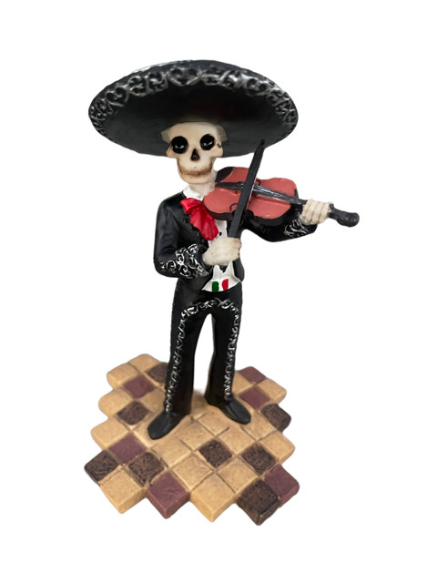 SKELETON SKULL BLACK MARIACHIS BAND STATUES FULL SET OF 7PC
