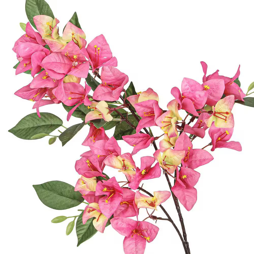 30 In. Pink Peach Artificial Bougainvillea Flower Stem Spray (Set of 4)