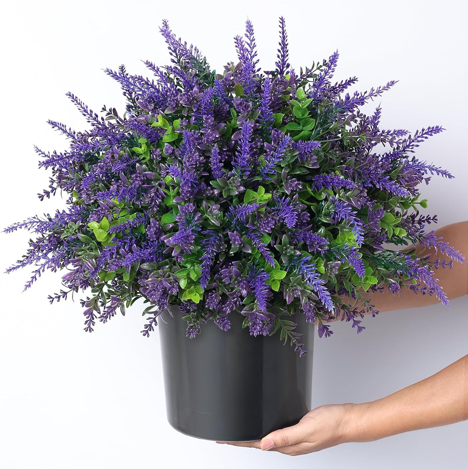 Faux Eucalyptus & Lavender Topiary Trees for Outdoor Farmhouse Decor – 2 Sets