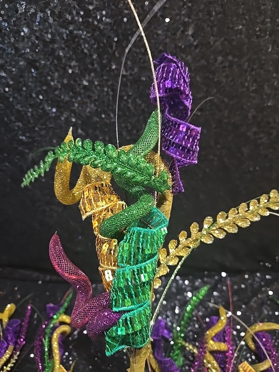 6 PCS Mardi Gras Picks Decoration, 19″ Large Glitter Purple Green Gold Sequin