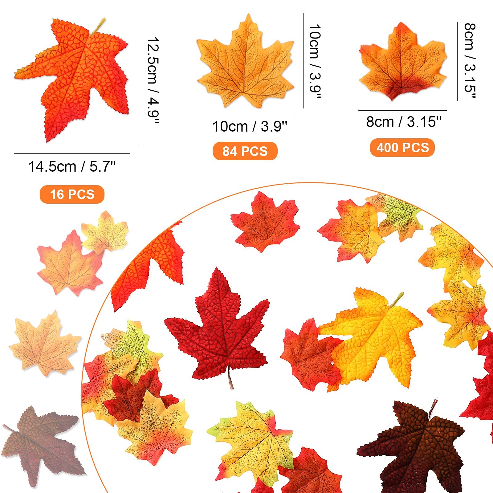 500 Pieces Fall Colors Fake Leaves Autumn Artificial Maple Thanksgiving DIY