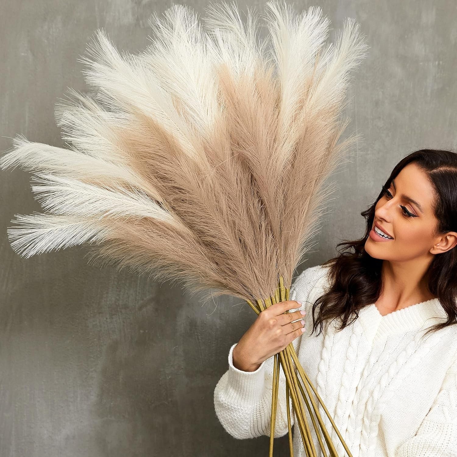 Faux Pampas Grass 9 PCS 37”/3.1FT Tall Fluffy Fake Pompas Floral Large