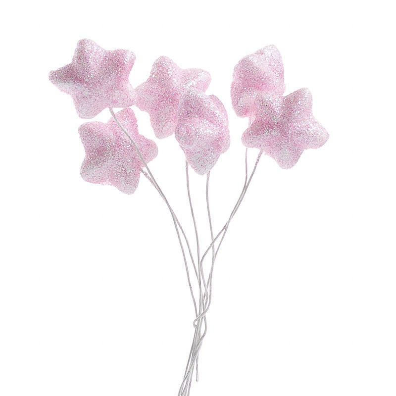 Individual Iridescent Pink Glittered Star