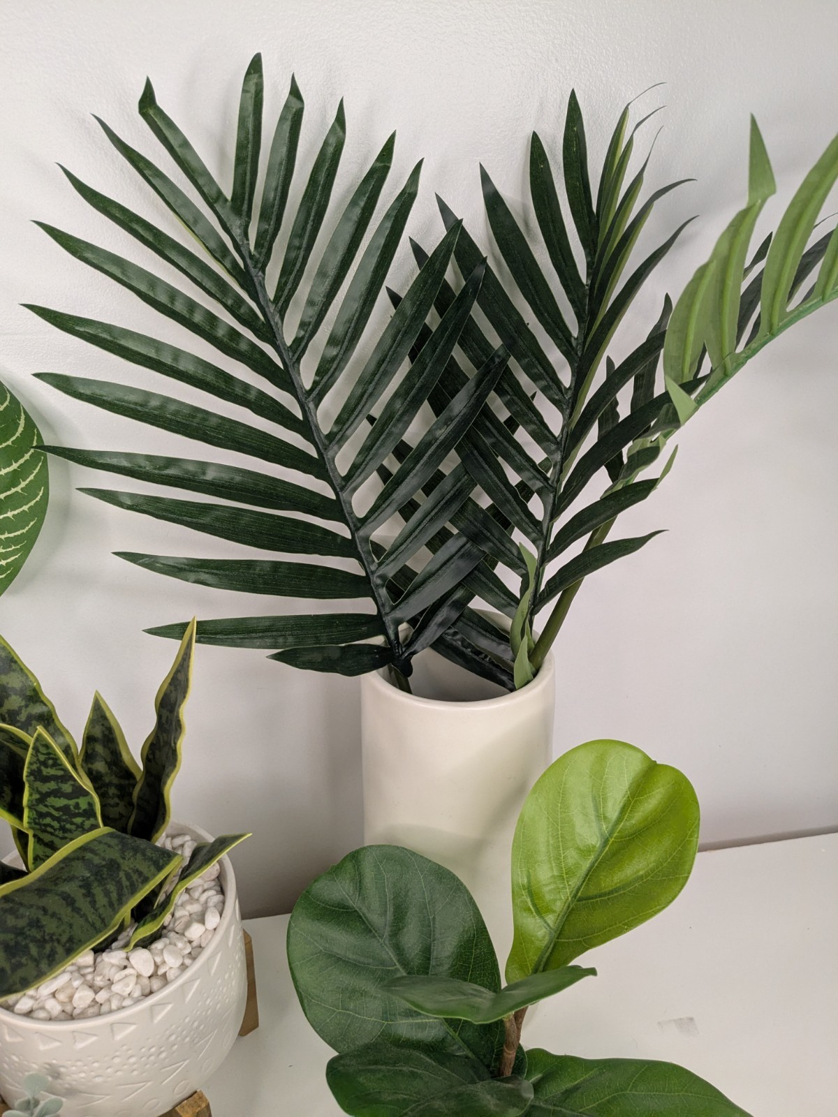6pc Large Faux Plant Decor Lot Artificial Palm Snake Plant Home Office