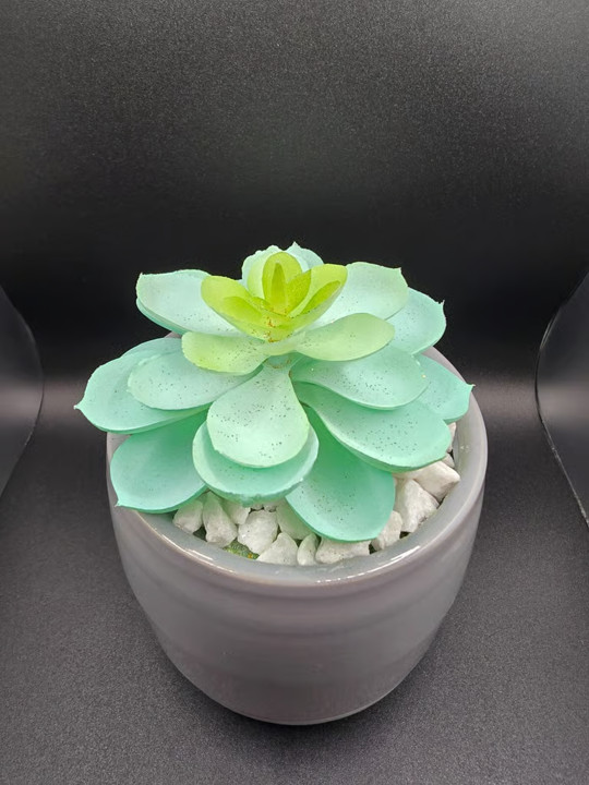 Artificial Succulent Plant Grey Pot Small Faux Desk Home Office Decor