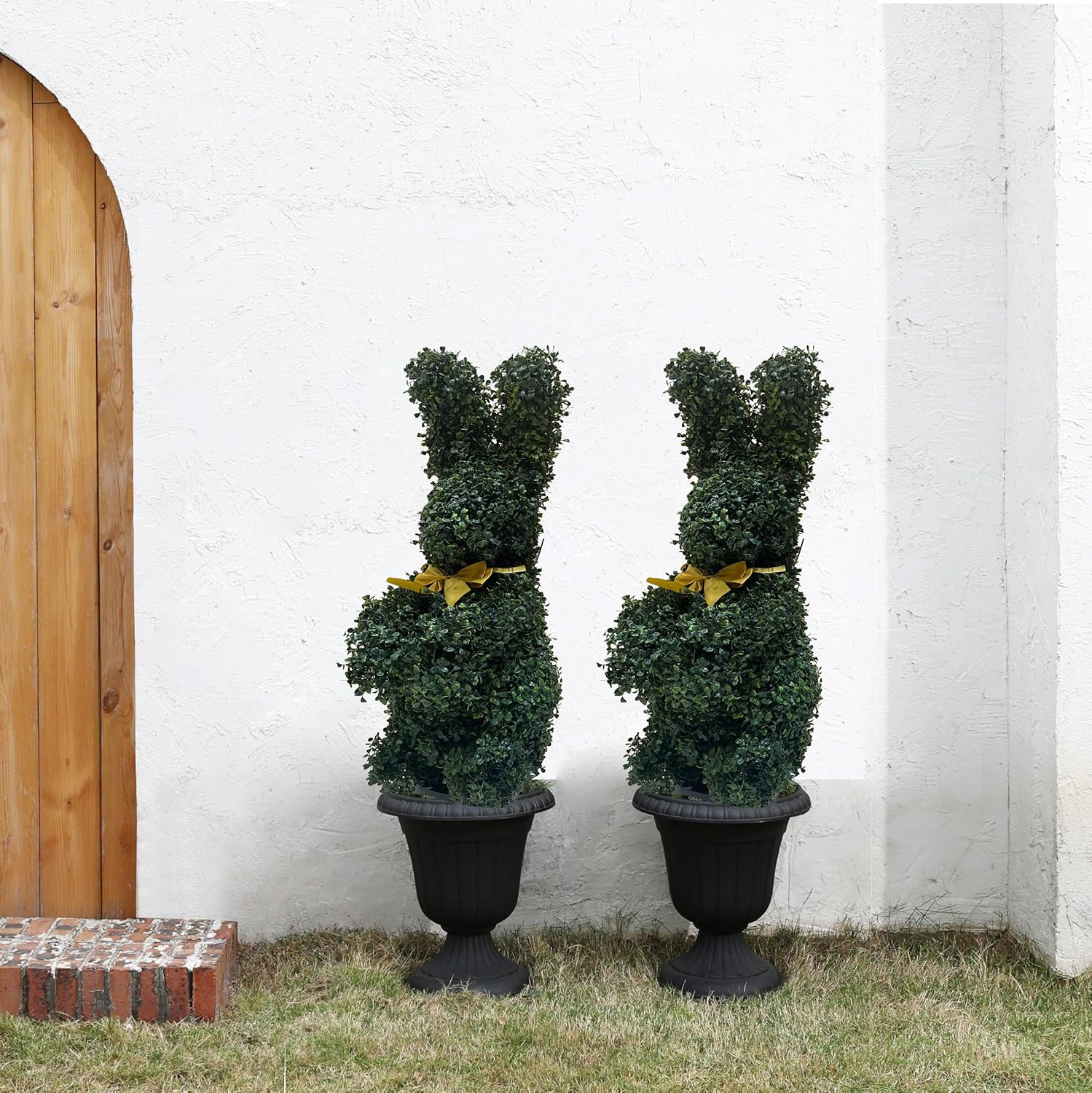 Easter Bunny Topiary Bunny-Shaped Topiary Ball 36” Artificial Tree Rabbit Bowk
