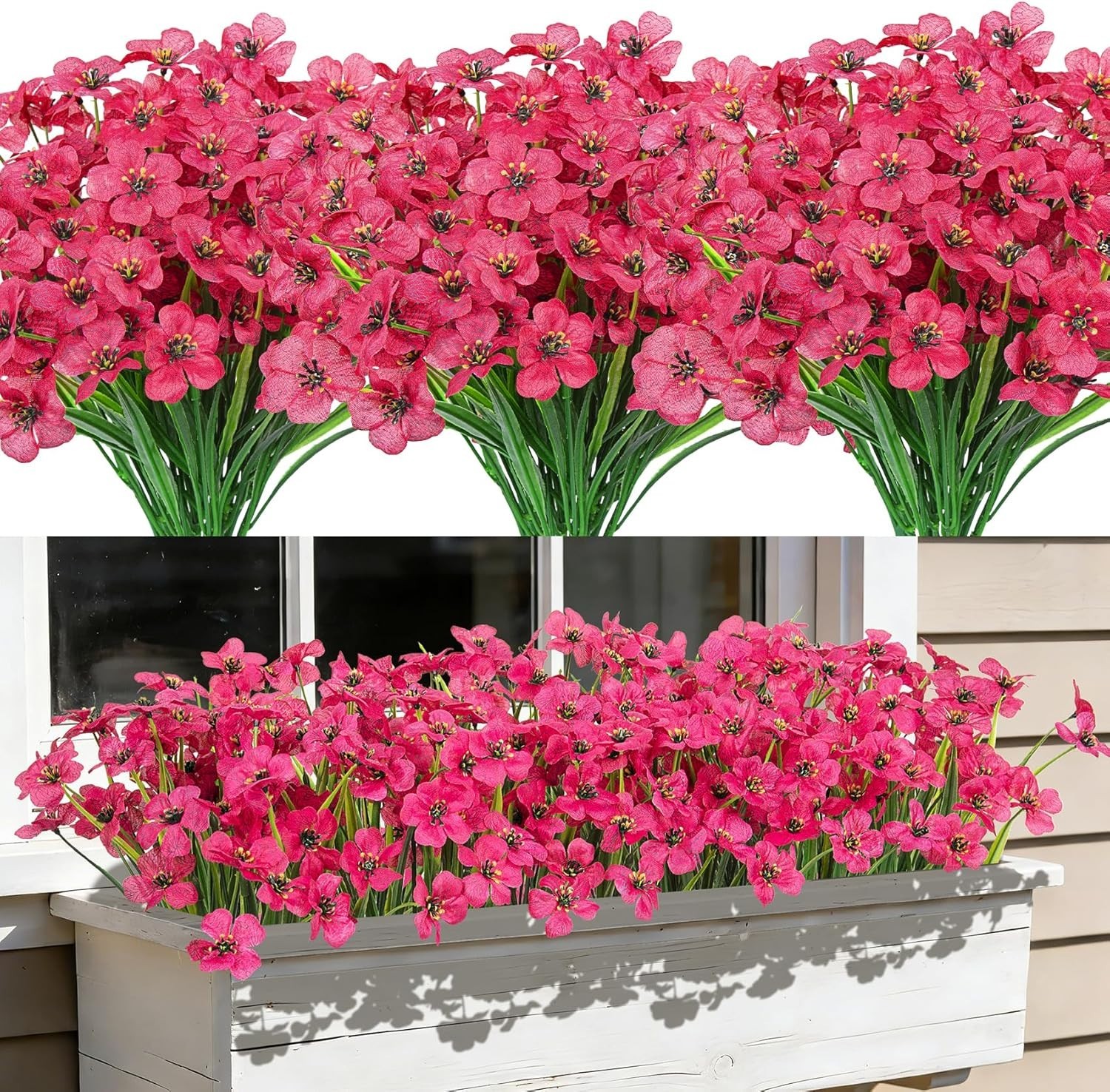 24 Bundles Artificial Flowers for Outdoors UV Resistant Silk Fake Flowers Faux