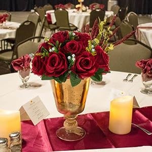 Flower Centerpieces for Tables Wedding: 10 Pcs Crimson Red Artificial Rose