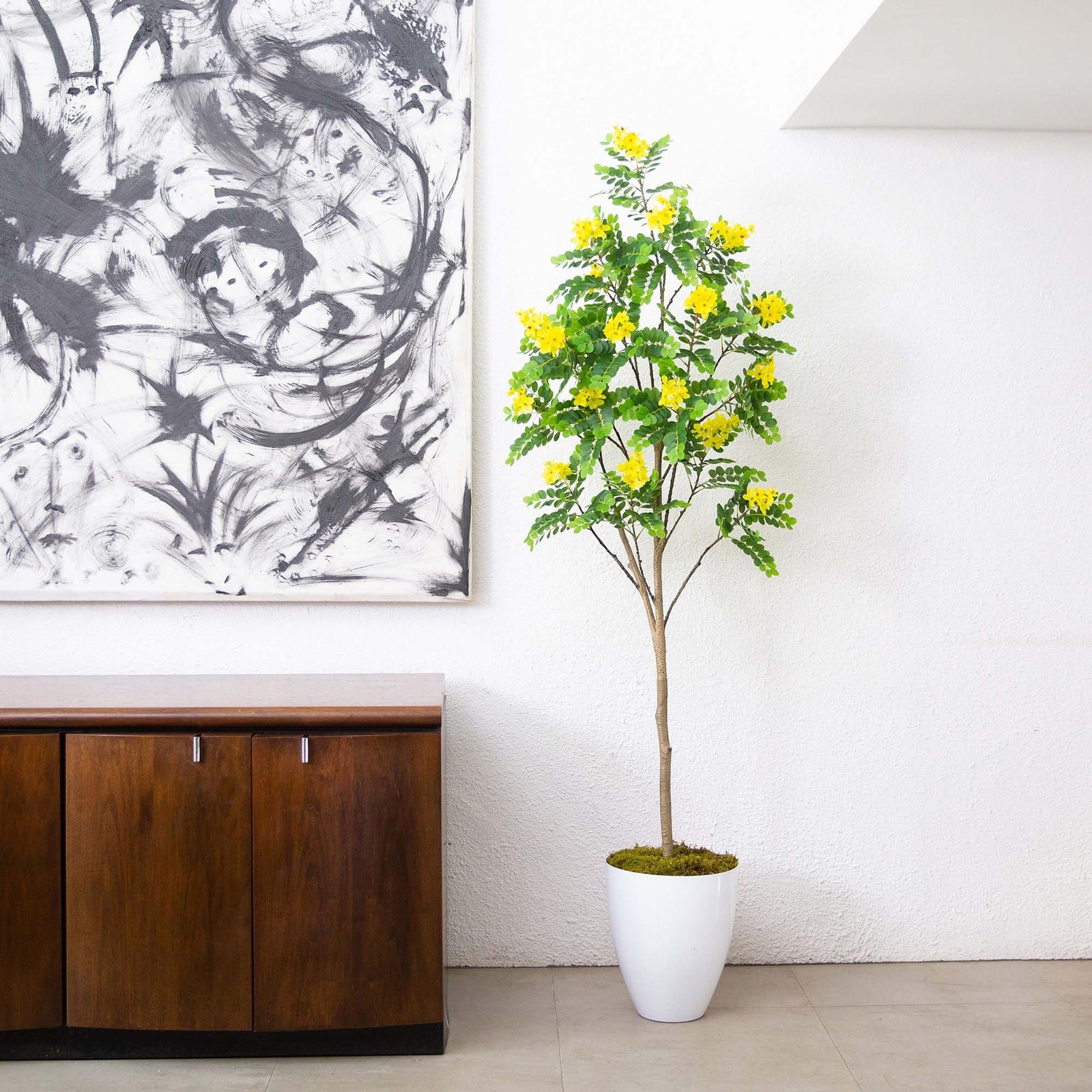 Nearly Natural 6ft Artificial Flowering Citrus Tree with Real Touch Leaves
