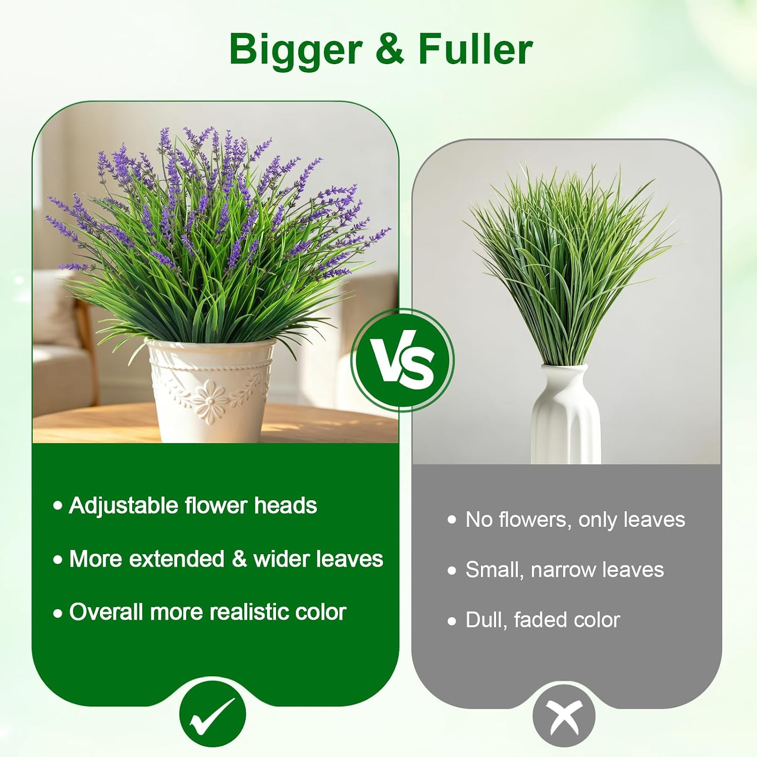 36 Bundles UV Resistant Fake Lavender & Monkey Grass for Indoor/Outdoor Decor
