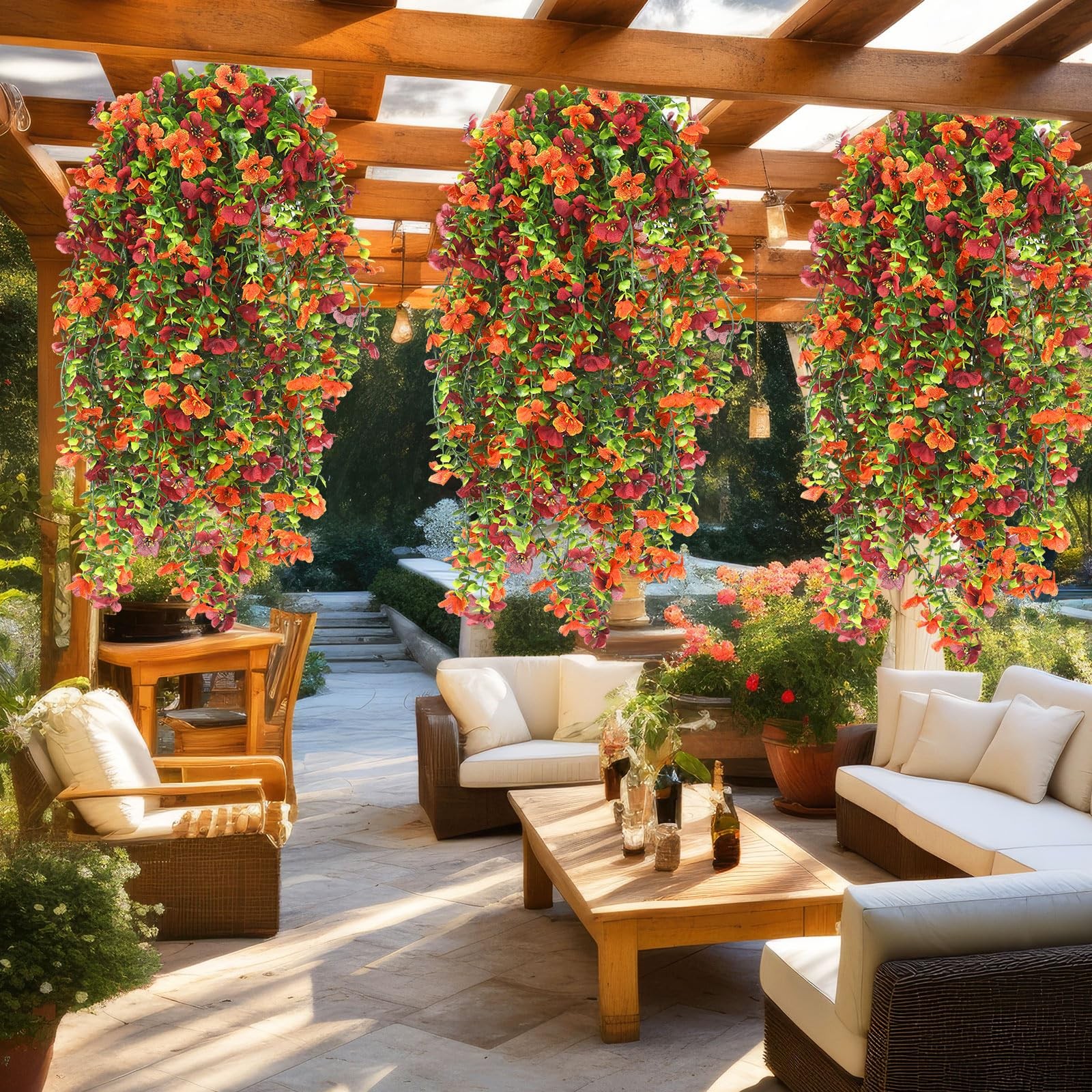 12 Pcs Fall Artificial Hanging Flowers Plants for Outdoor Decoration Fake Sil…