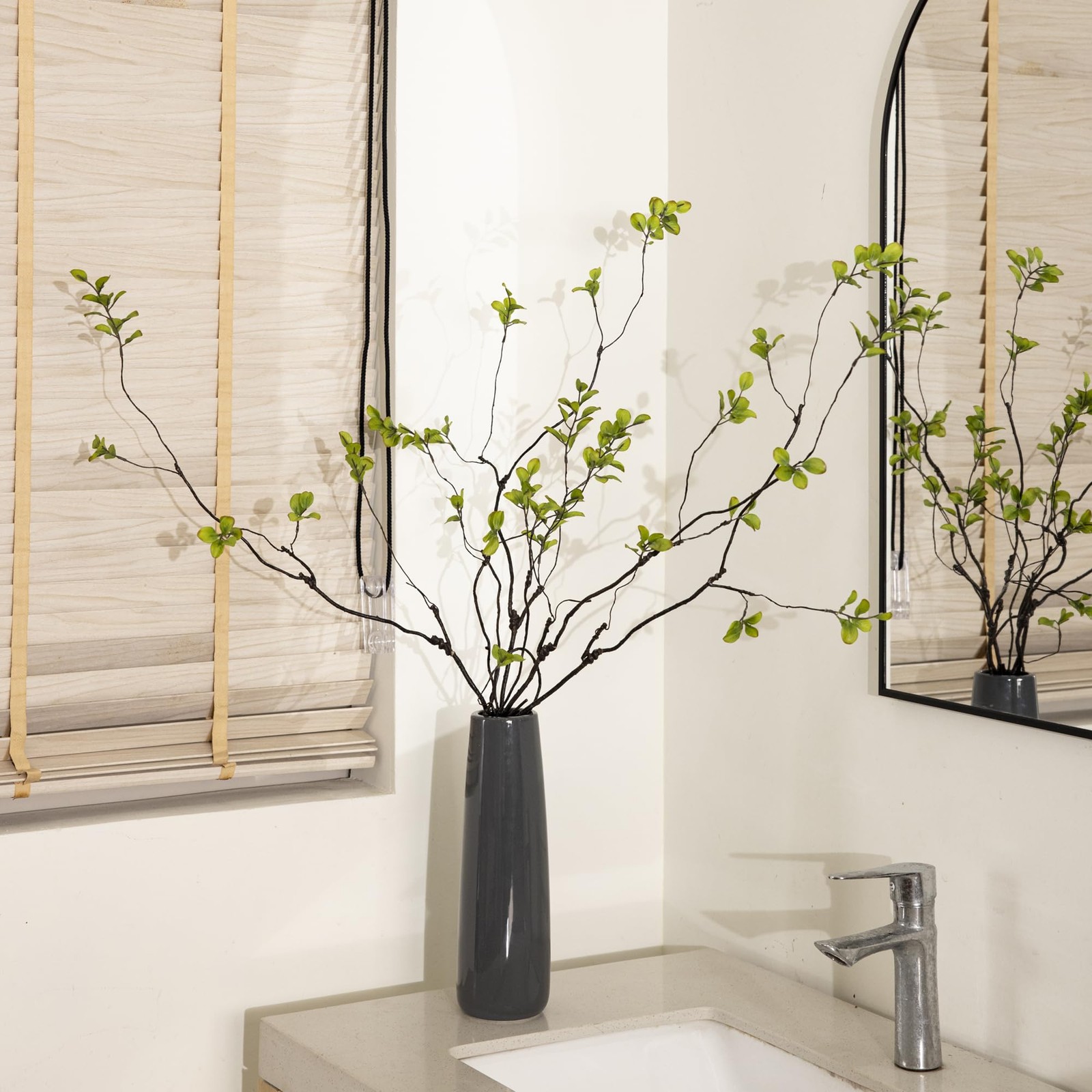 Faux Greenery Stems Branches for Vases, 4 Pcs Realistic Ficus Branches Fake E…
