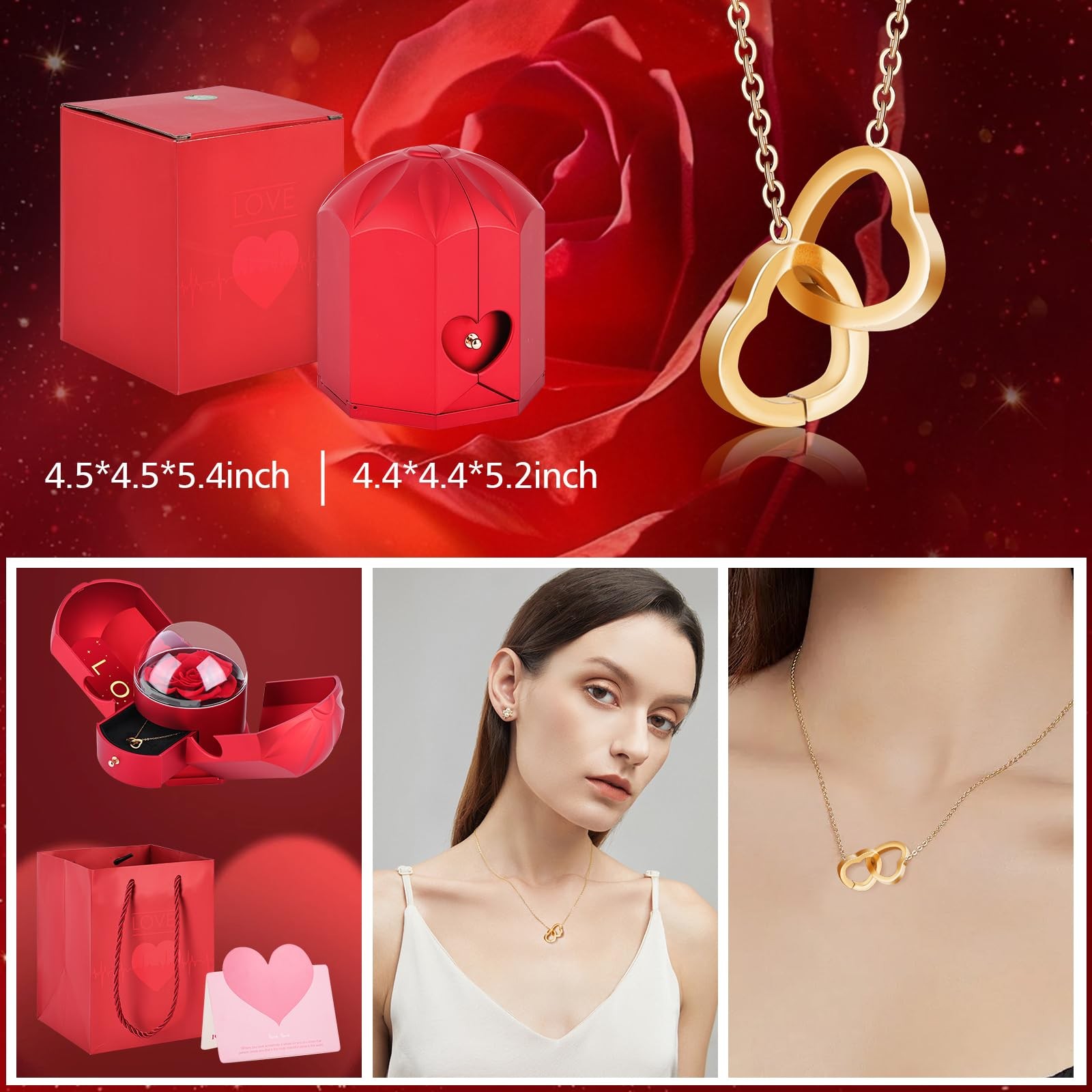 Gifts for Women Valentines Day Gifts for Her,Preserved Real Rose with Heart N…