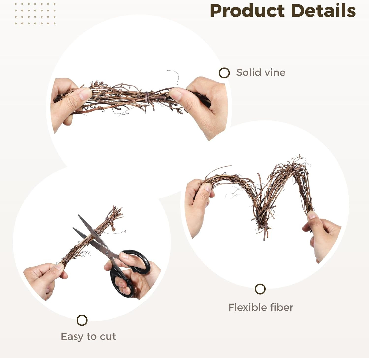 6 PCS Grapevine Garland – DIY Crafts Natural Grapevine Twig Vines, 15 Feet