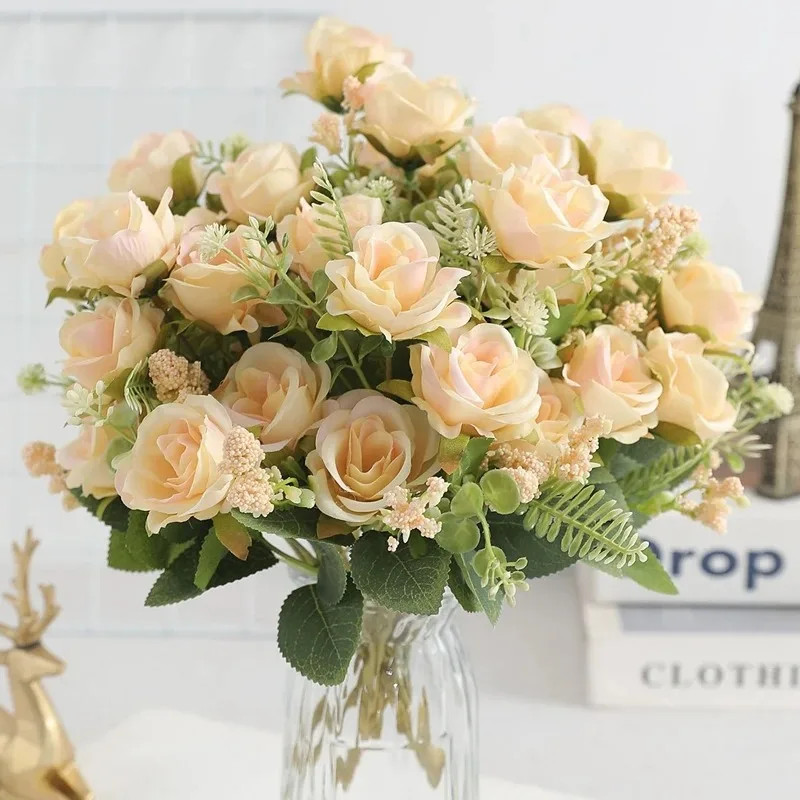 5 Heads Artificial Rose Bouquet for Home, Wedding & Party Decor