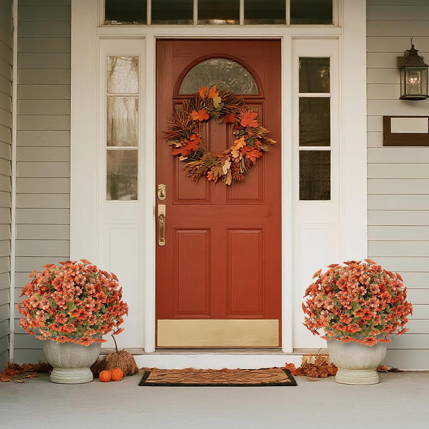 17″ Faux Petunia Topiary Set – Fall Outdoor Decor for Home & Garden