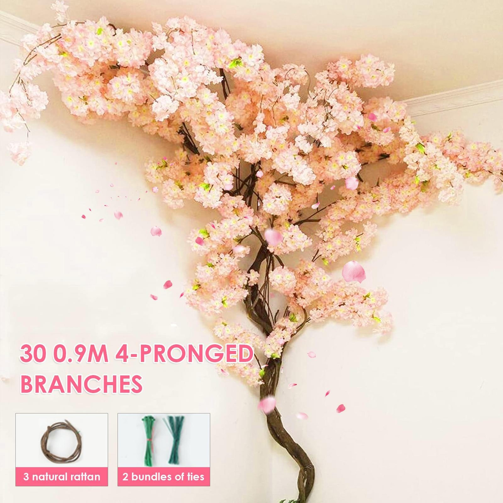 Artificial Cherry Blossom Tree Fake Sakura Tree For Bridal Bouquets Decor US
