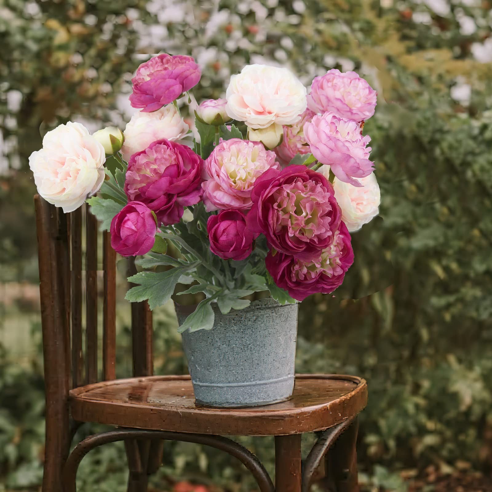 6 Pcs Artificial Flowers Silk Peony Rose Single Stem Artificial Ranunculus Fl…