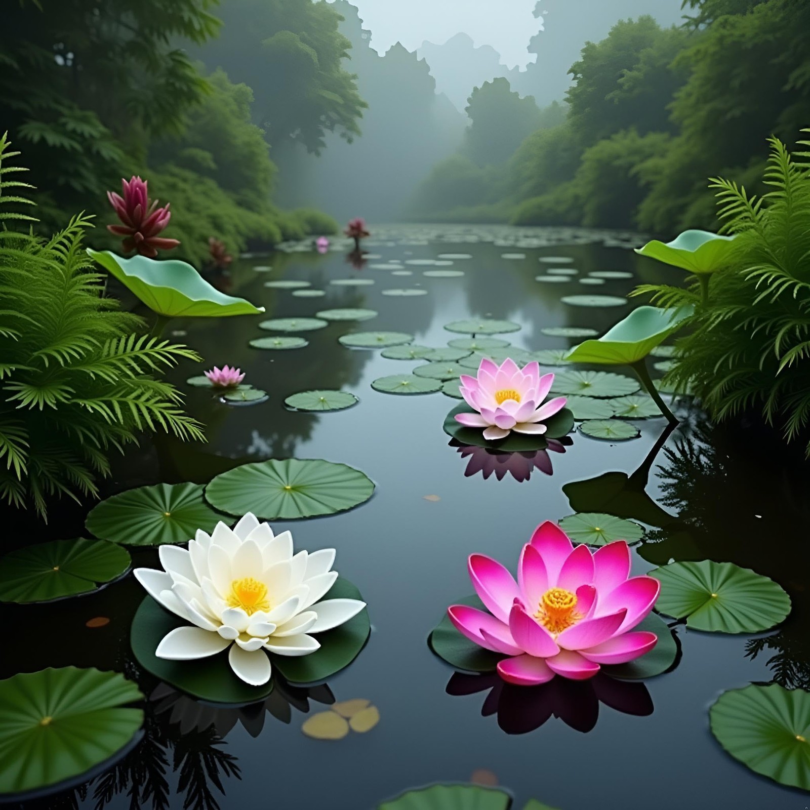4 Pcs Artificial Water Lily Foam Lotus Flower Pond Decor for Pond Patio Garde…