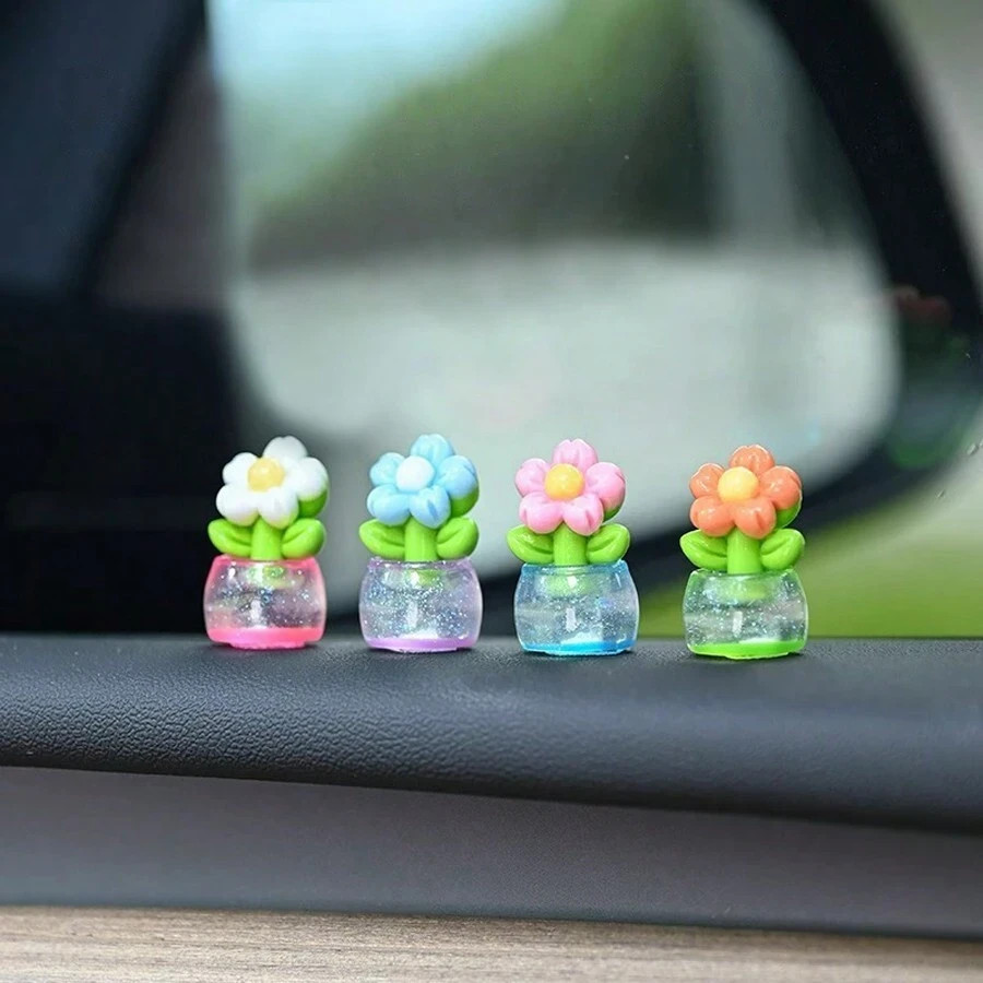 Mini Flower Car Accessories 5Pcs Destop Vase Rear View Mirror Dashboard Decor US