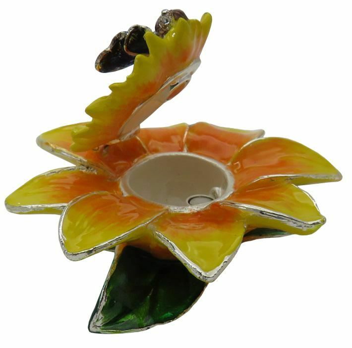 Sunflower Jeweled Trinket Box with Austrian Crystals