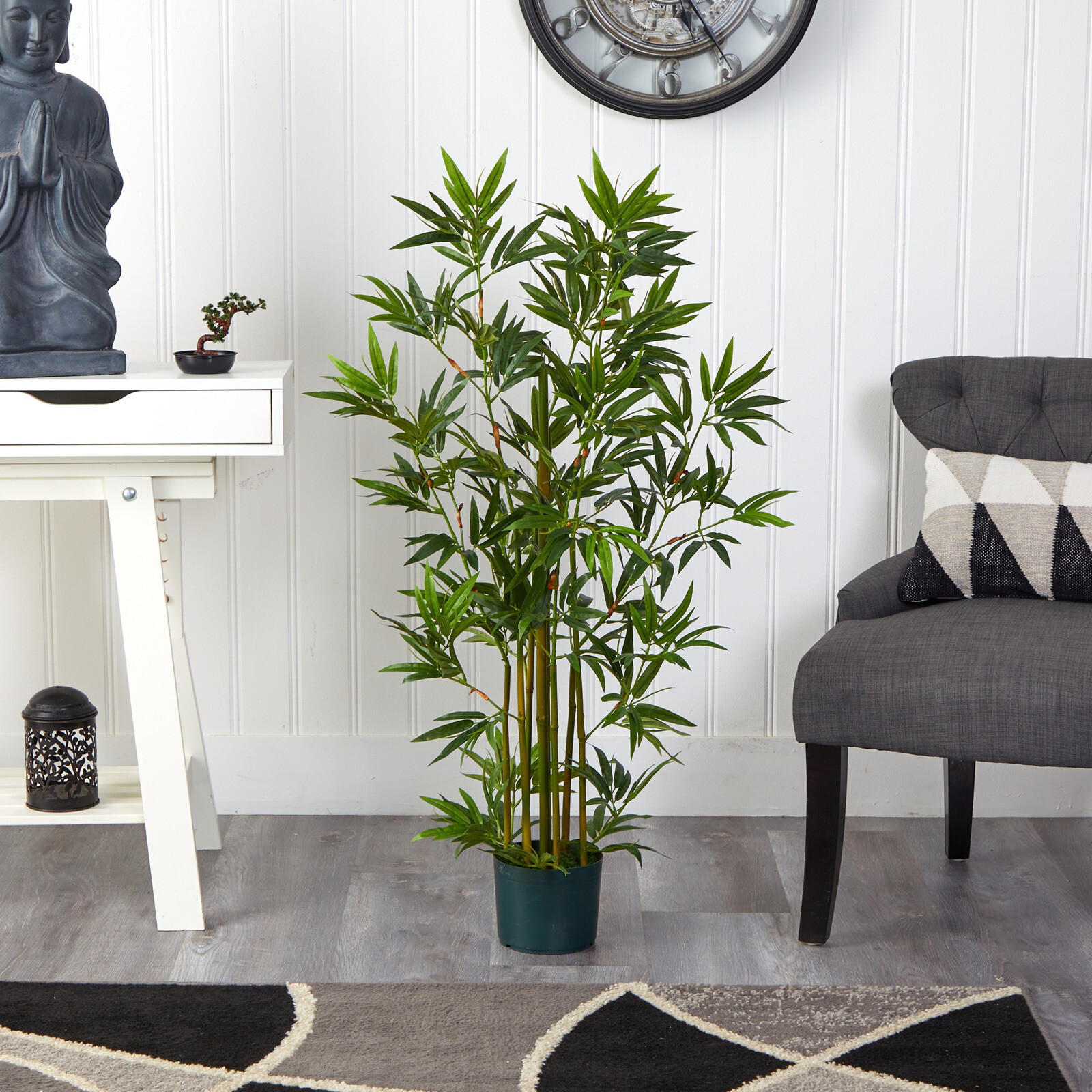 4’ Bamboo Artificial Tree w/Natural Trunks & 540 Lvs Home Decor. Retail $94