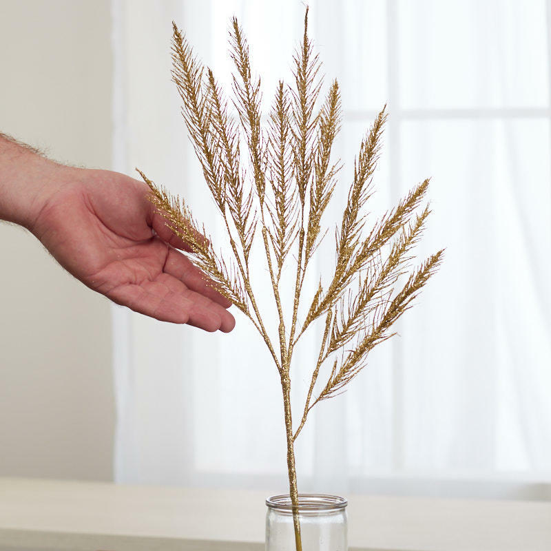 Gold Sparkling Faux Pine Sprays | 2 Sprays | for Indoor Decor