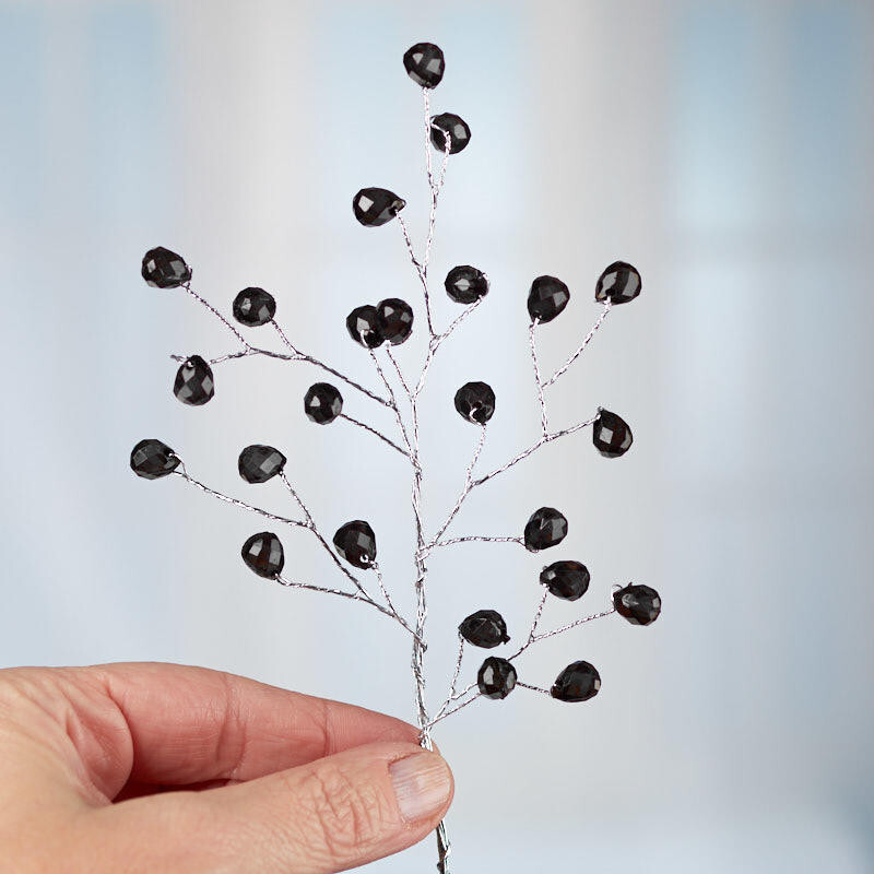 Set of 6 Black Acrylic Gem 8″ Accent Sprays for Corsages and Accenting