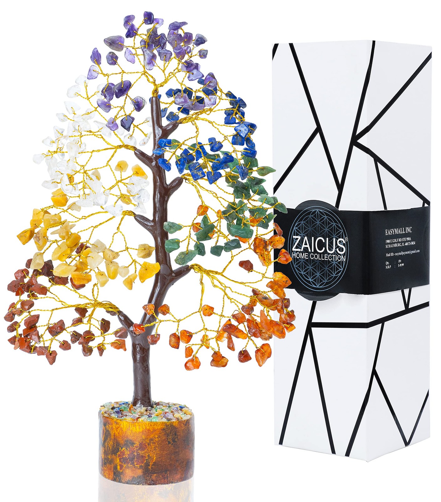 Seven Chakra Gemstone Tree of Life – Crystal Tree Artificial Bonsai Tree Feng…
