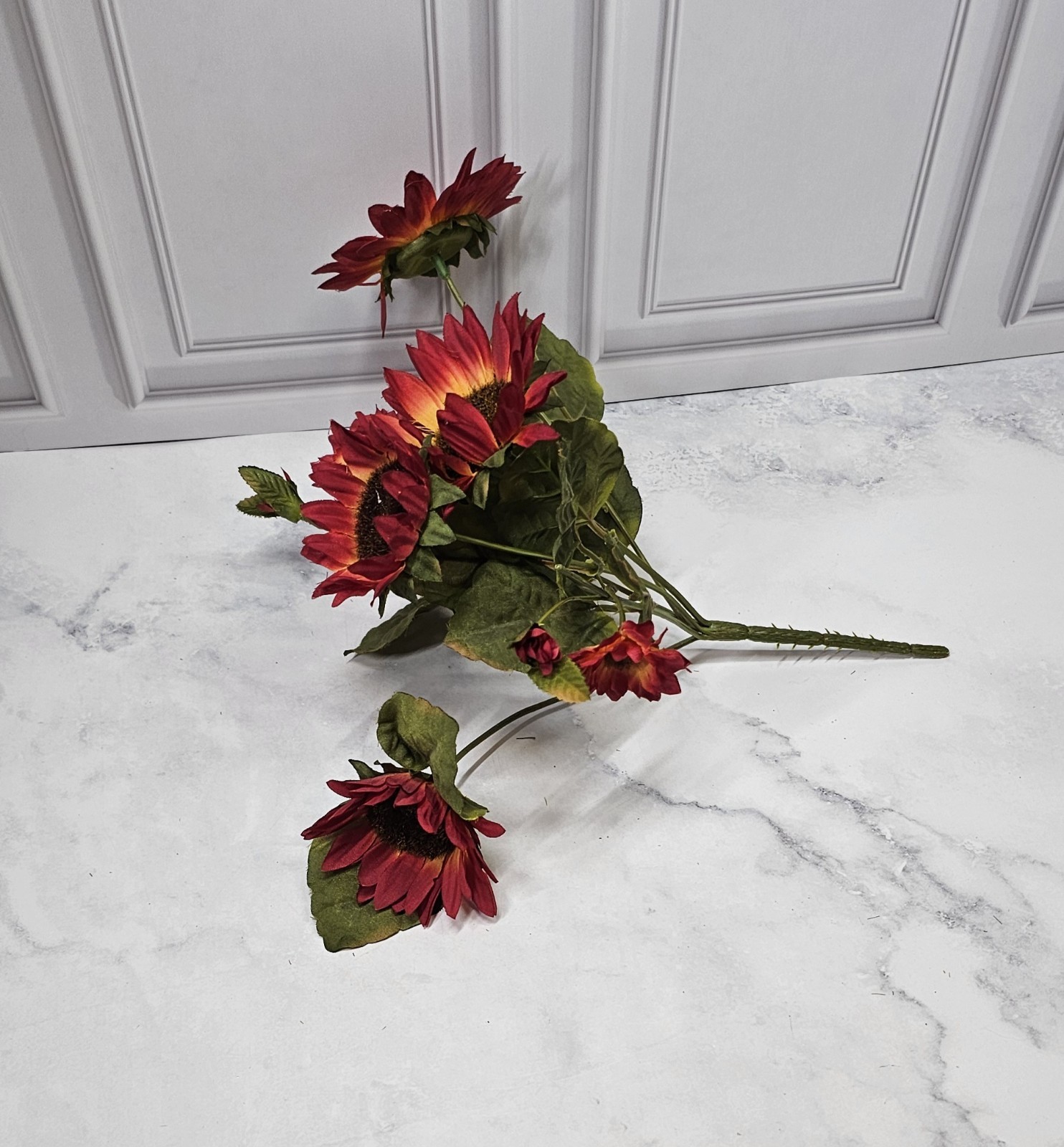 Fall Artificial Flowers With Small Pumpkin And Gourds