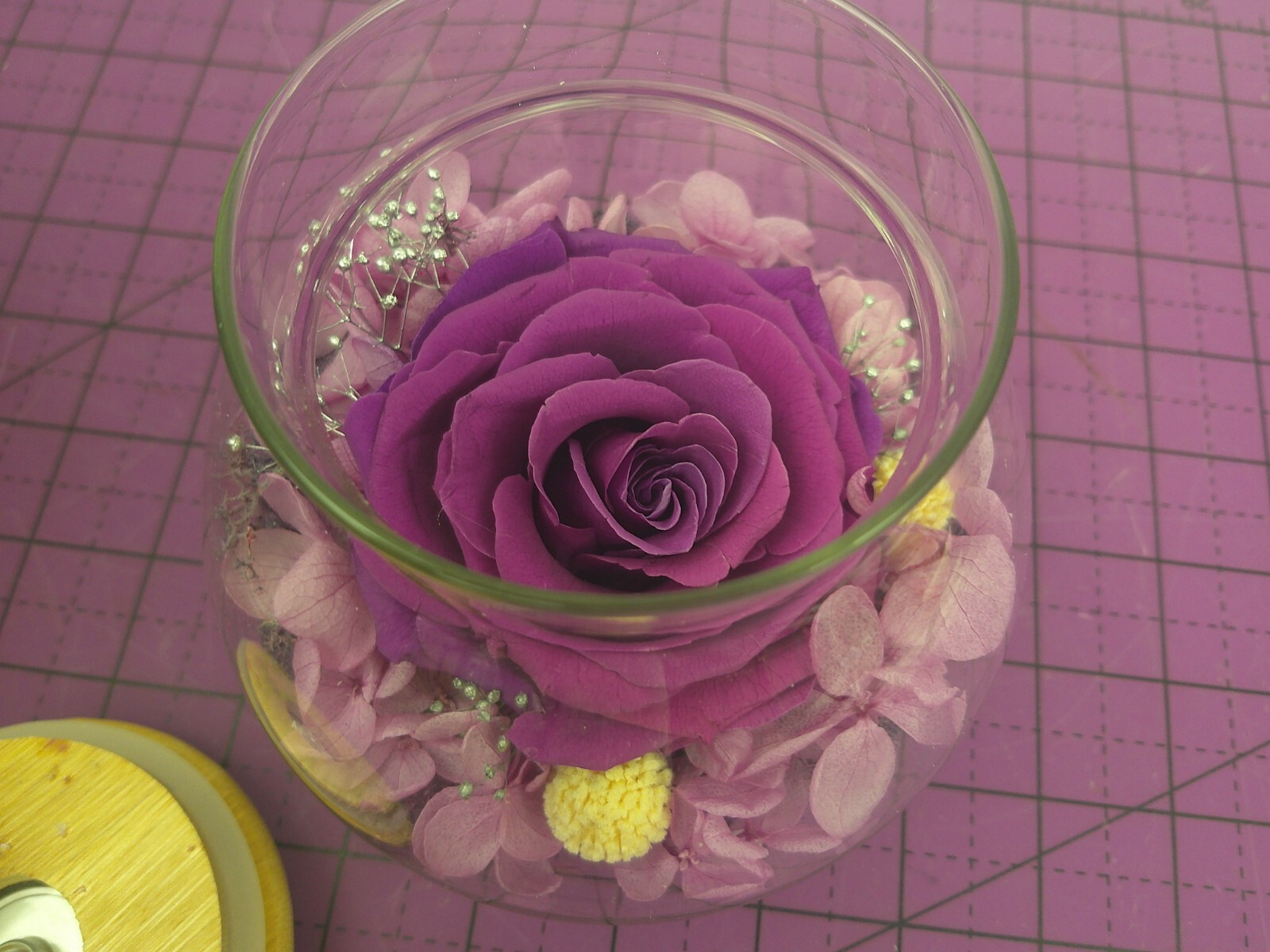 Preserved Real Roses with Colorful Mood Light Wishing Bottle, Eternal Rose
