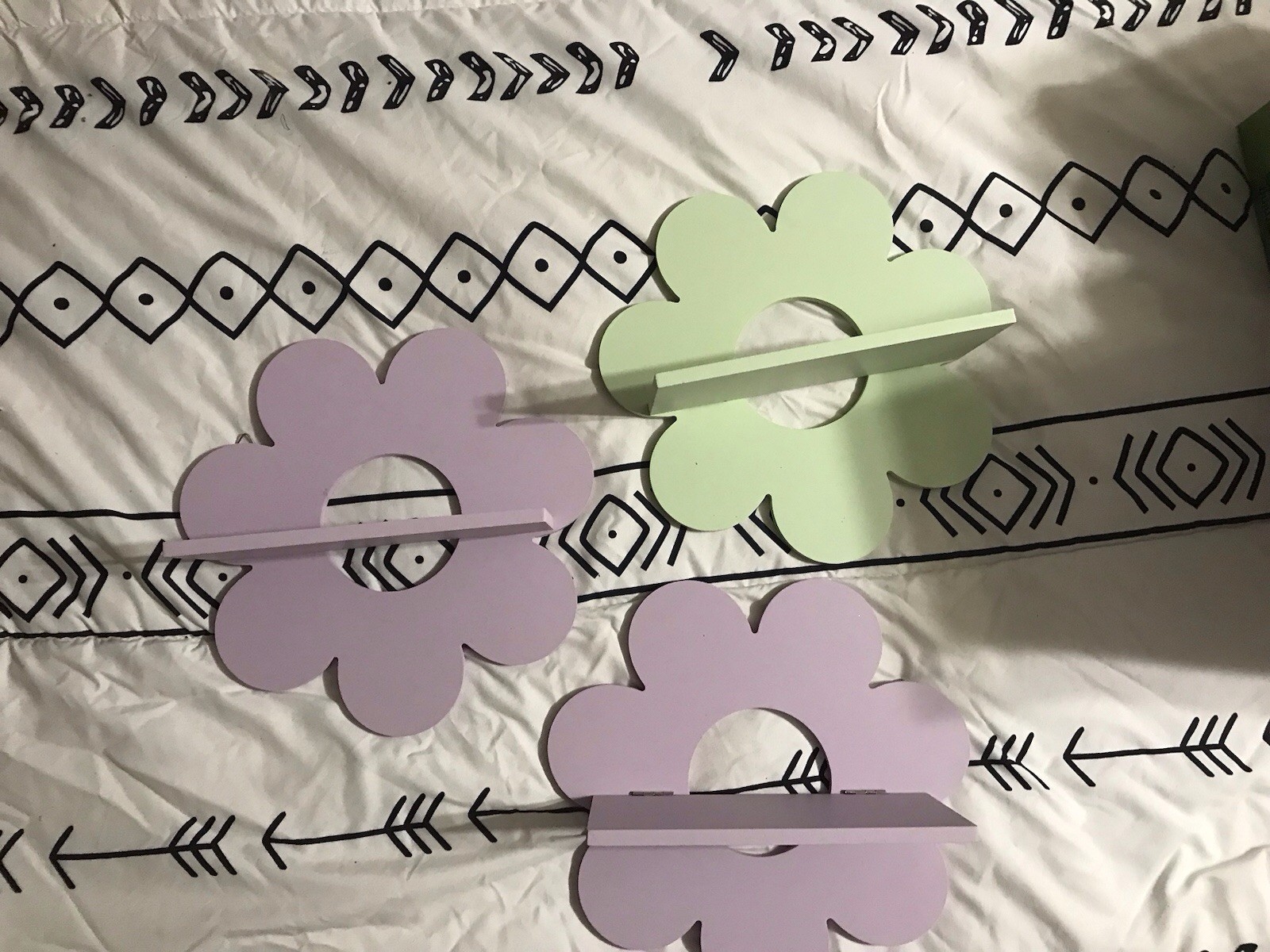 3 Flower Shelves. 2 Pastel Purple And 1 Pastel Green