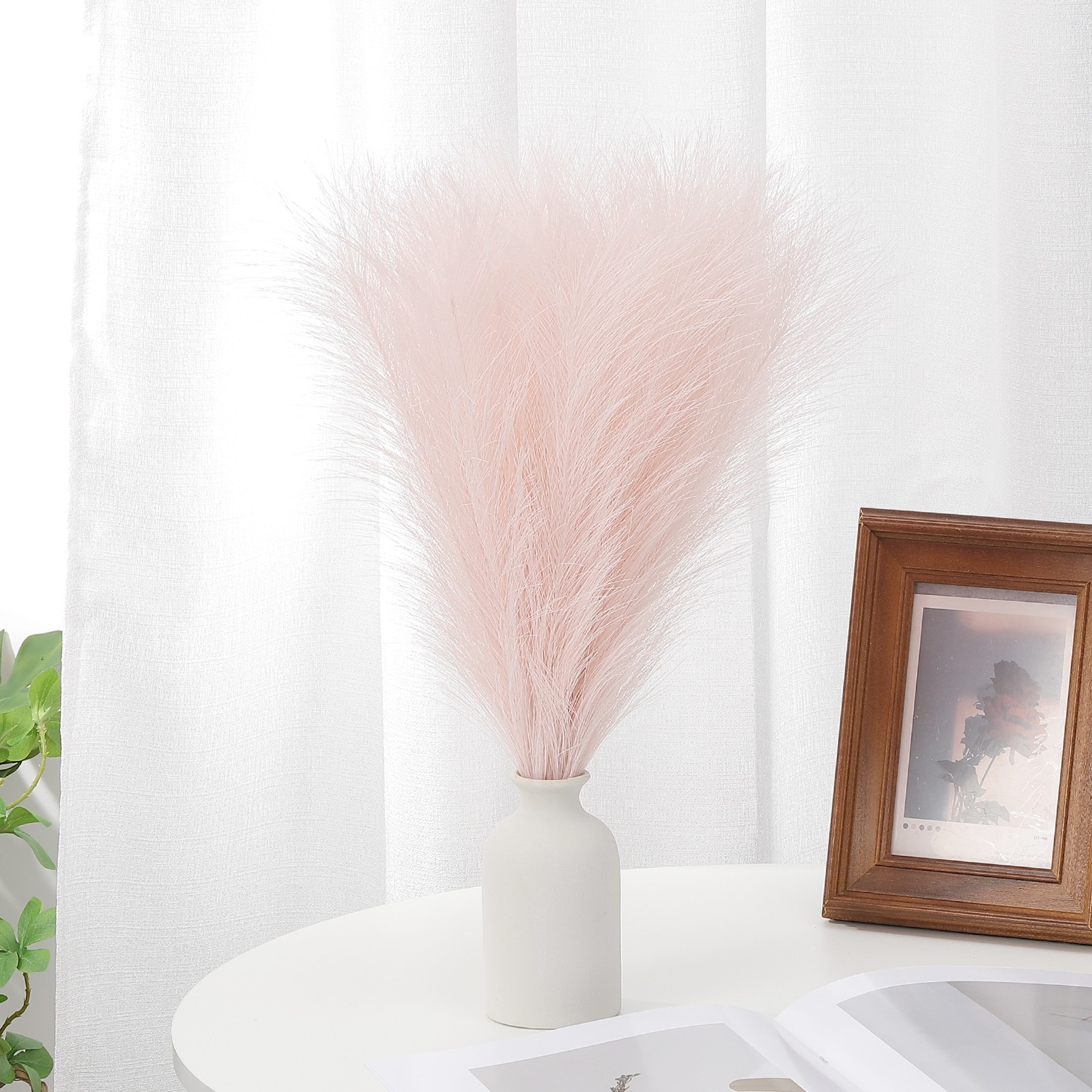 17.7in Pampas Grass Decor 30pcs Artificial Grass Bulk Fluffy Faux Dried Pink