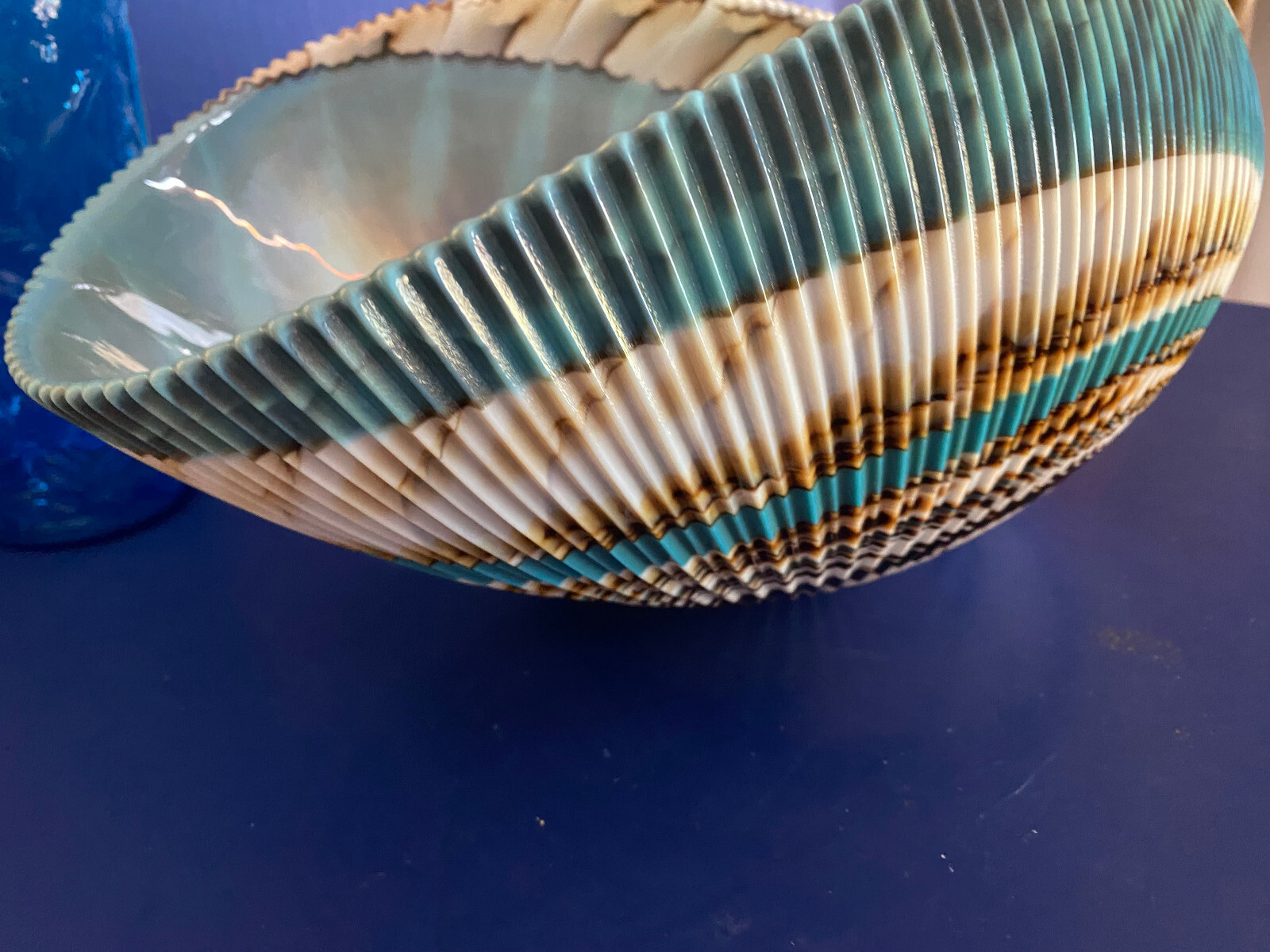 Native Trails Murand Glass Vessel Shell Large 16″ Long And 7 1/2″ Wide 7″ Tall
