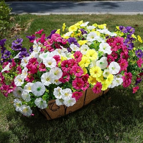 HyeFlora Artificial Flowers Multi Color(3 Purple, 3 Fuchsia, 3 White, 3 Yellow)