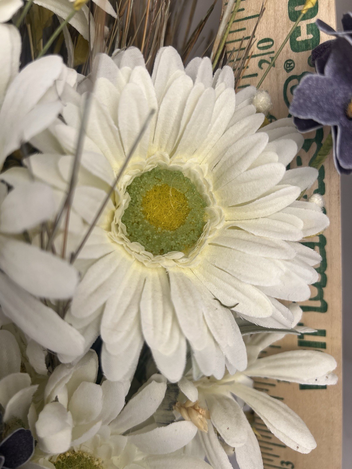 27” Daisy Wall Cone Arrangement-Rustic Twig Basket-Farmhouse Cottage Door Decor