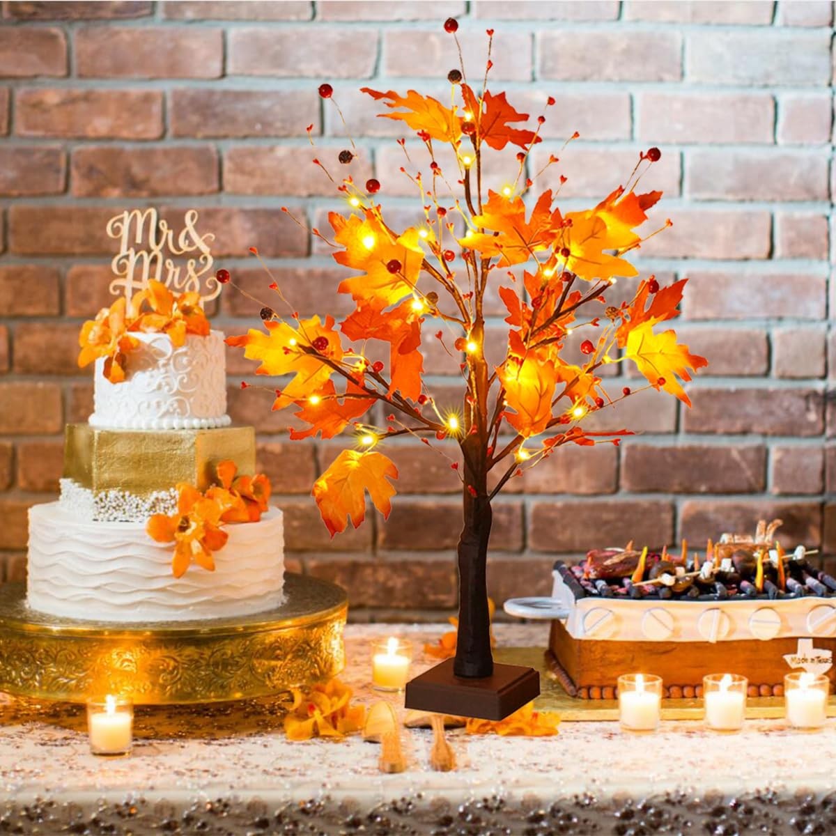Fall Decorations for Home, Fall Lighted Maple Tree, Thanksgiving Table Center…