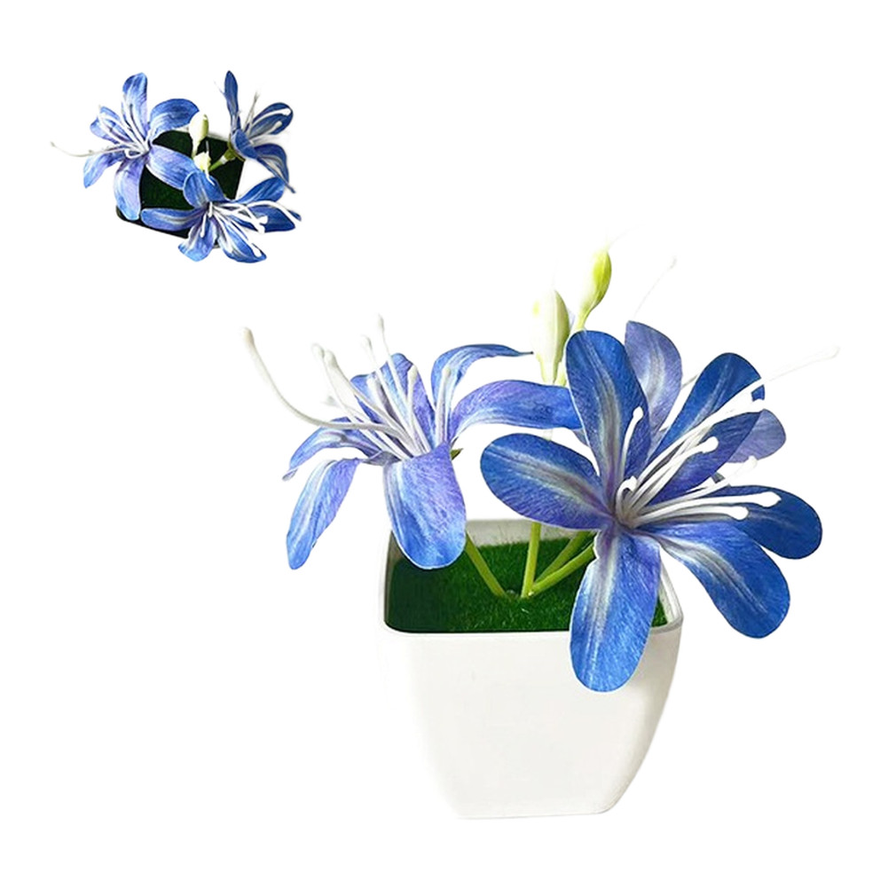 Artificial 3 Stem Jasmine in Small Pot for Modern Minimalist Home Office Decor