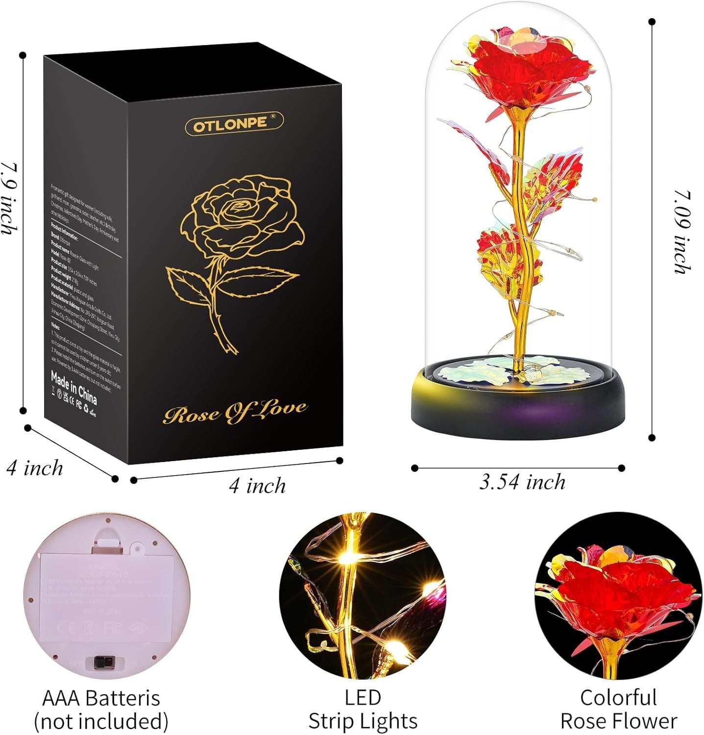 Valentines Day Rose Gifts for Her, Womens Gift Birthday Red