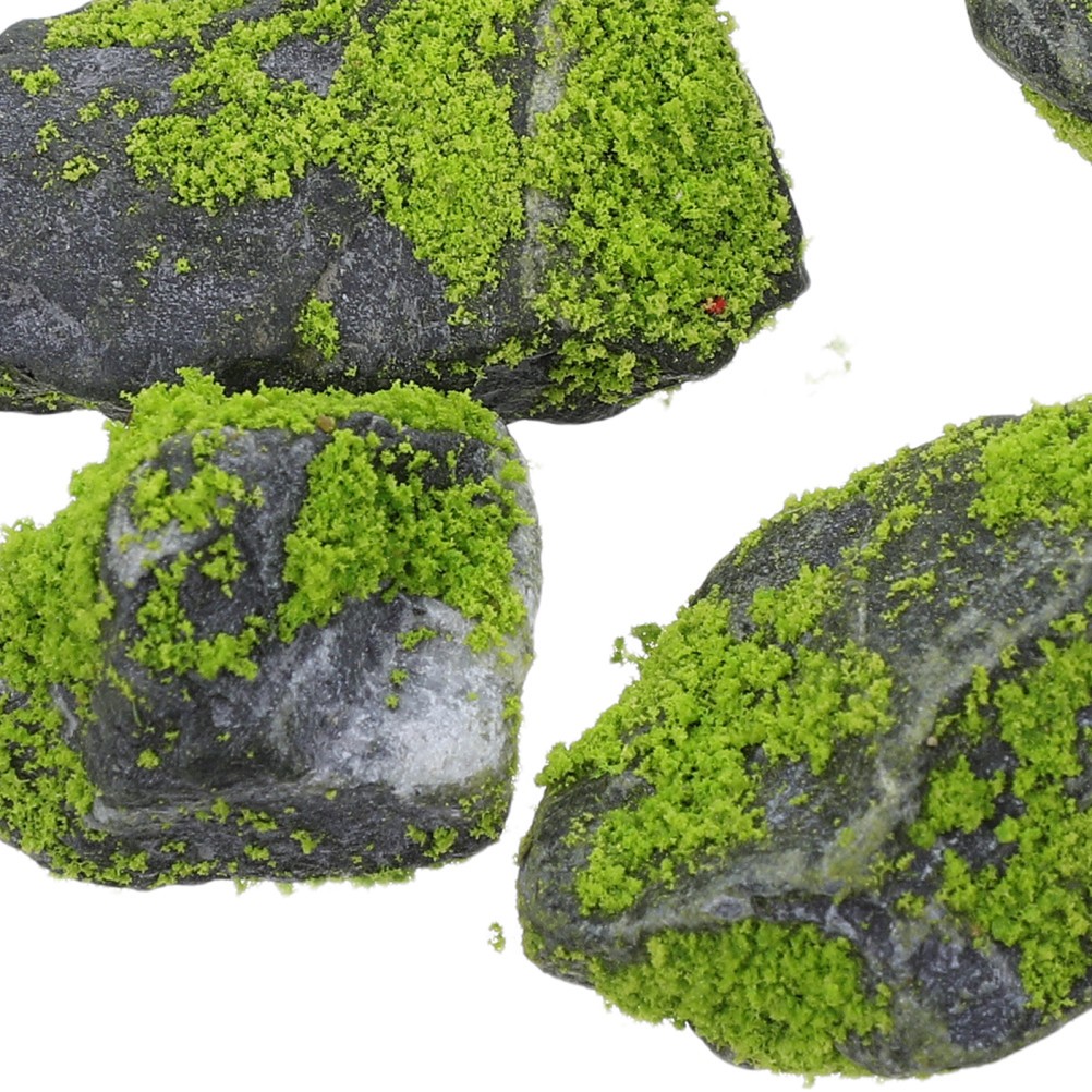 10pcs Simulated Moss Stones, Decorative Artificial Green Moss Rocks for Floral