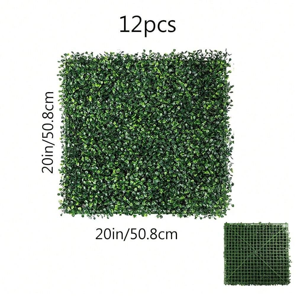 12pc 20x20in Artificial Boxwood Hedge Panels UV Stable Greenery Wall Decor